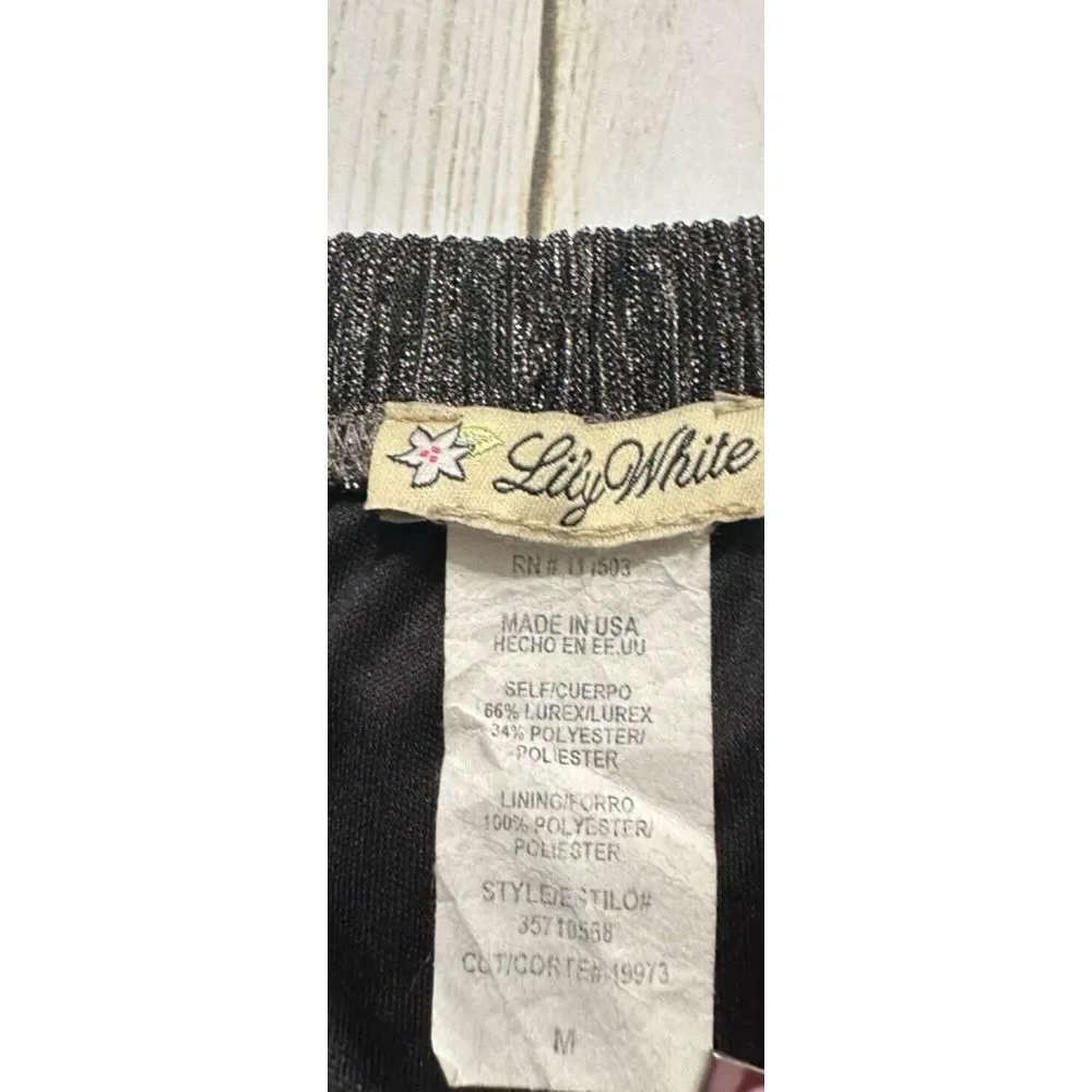 Lily White Metallic Silver High Low Skirt‎ skirt Fairy Grunge, Retro, Disco